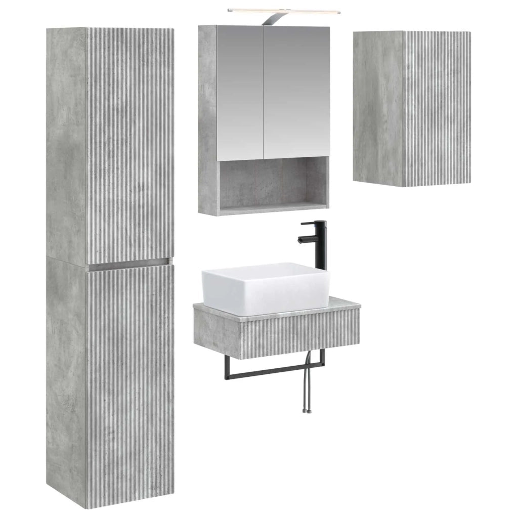 Set di mobili per il bagno 5 pcs Grigio Cemento 3407274