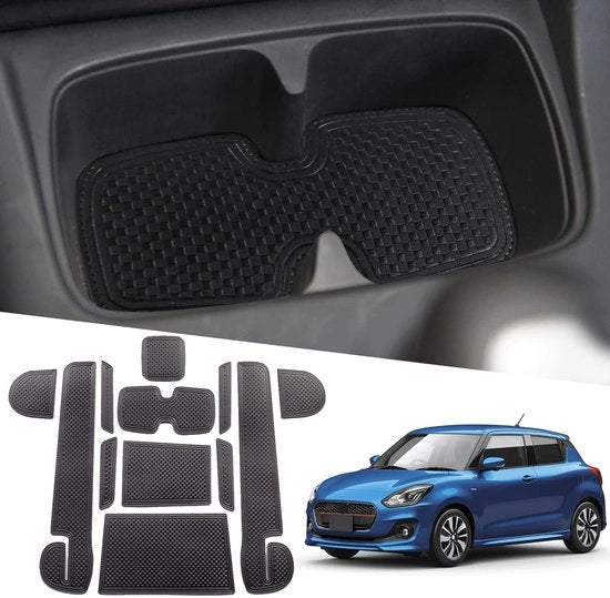 Compatibile con Suzuki Swift MK6 2017-2024 Auto Gomma Antiscivolo Tappetino Portiera, Swift MK6 Tappetini Antiscivolo Supporto Manubrio Borsa Porta Tappetino Console Centrale Tappetini Antiscivolo Tappetino Portiera Antiscivolo