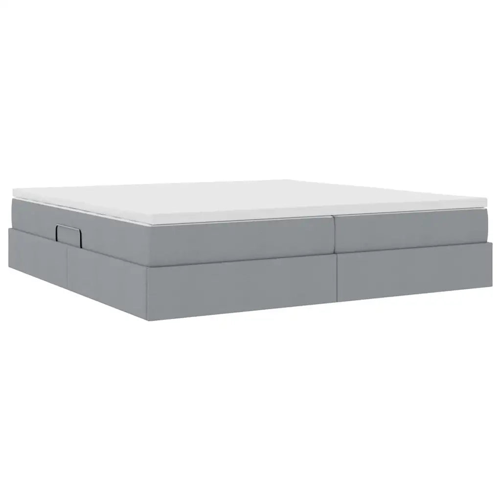 Letto con contenitore e materasso Grigio chiaro 200 x 200 cm