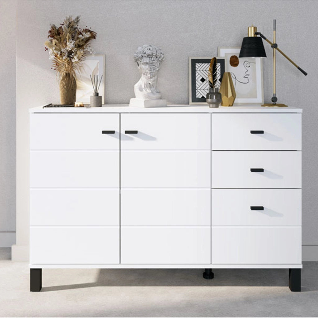 Madia Guatav, Credenza 3 Cassetti, 116x35x78h cm Bianco Opaco