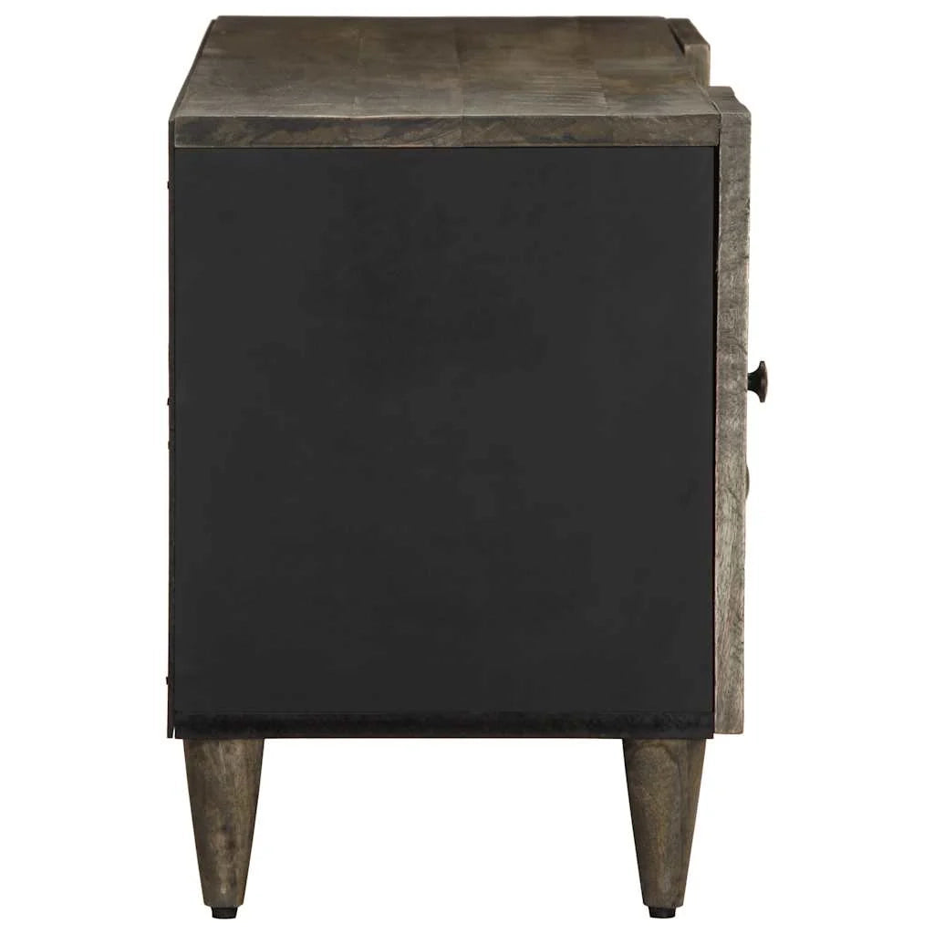 Pratico mobile porta TV con ampio spazio di archiviazione 105 x 33,5 x 46 cm in legno di mango grigio chiaro 02_0057747