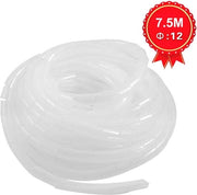 Cavo in spiraletto, protezione cavo, organizzatore cavo, cavo a spirale flessibile, cavo in spiraletto trasparente bianco, diametro 12 mm e lunghezza 7,5 m