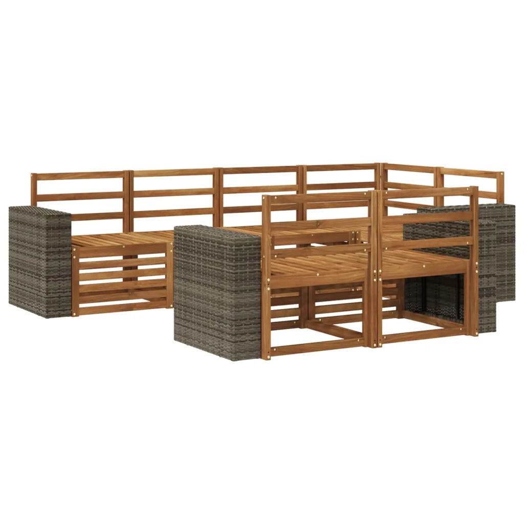 Set di divani da esterno 7 pz Naturale Poliestere 3384485