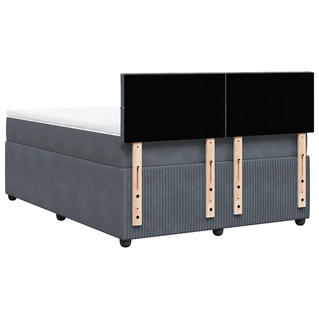 Giroletto a Molle con Materasso Grigio Scuro 140x200 cm Velluto 3290059