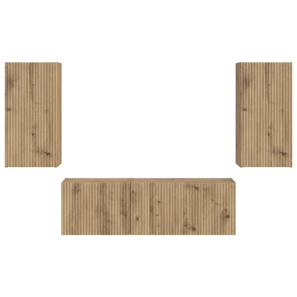 Set di Mobiletto da TV a Parete 4 pcs Rovere artigianale 3408915