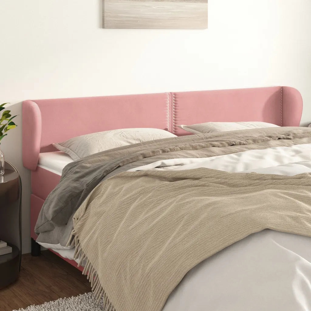 Testiera ad Orecchio Rosa 163x23x78/88 cm in Velluto 3117063