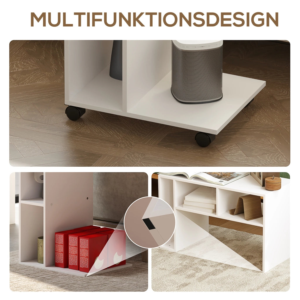 Tavolino servitore con rotelle ¨C Xylo ¨C 3 ripiani, 40x30x69 cm, bianco