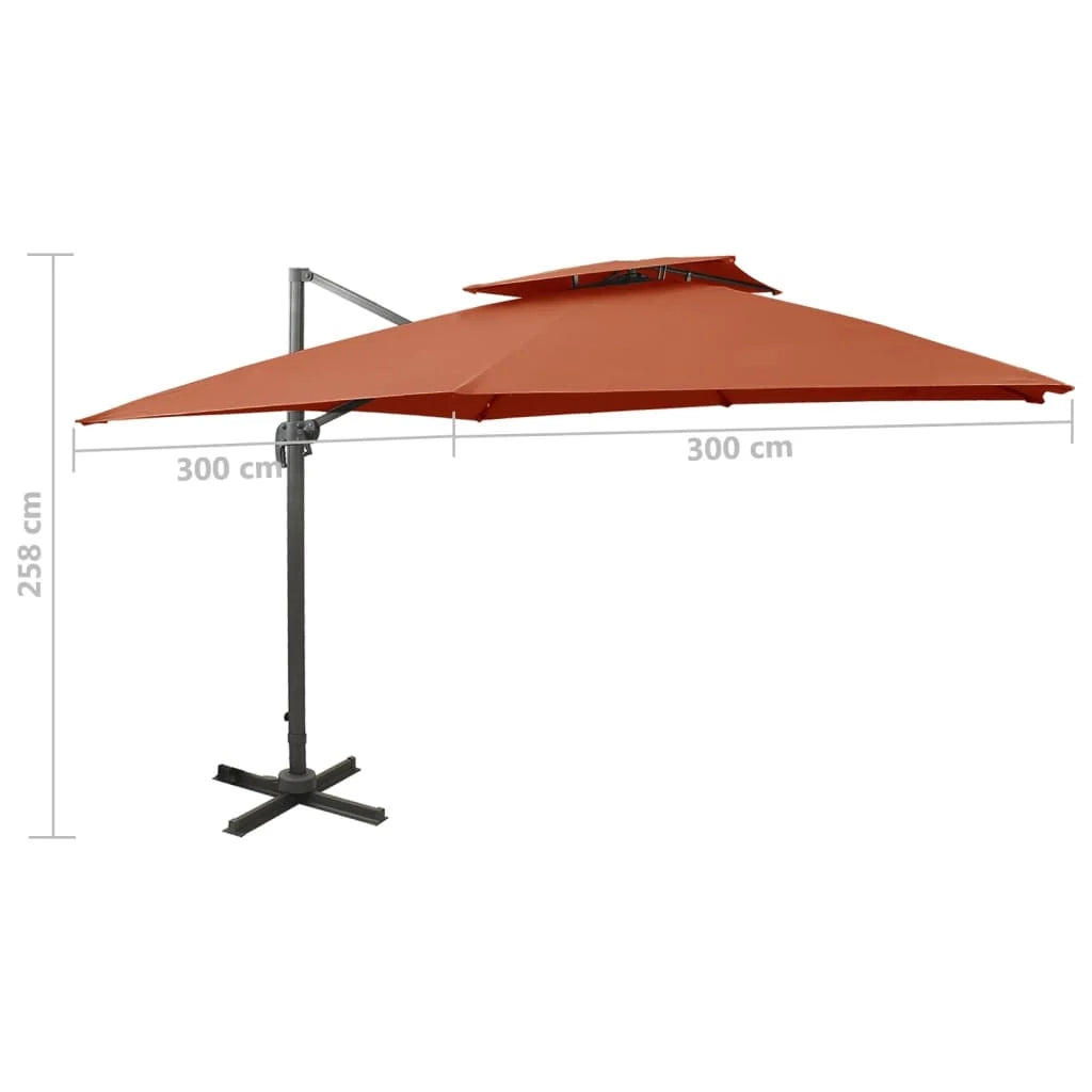 Ombrellone a braccio con doppio tetto 300 x 300 cm arancione 02_0008562