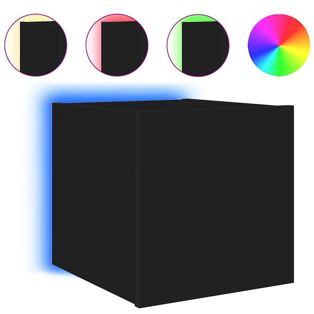 Mobili TV a Parete con Luci LED 2pz Neri 30,5x35x30 cm 837221