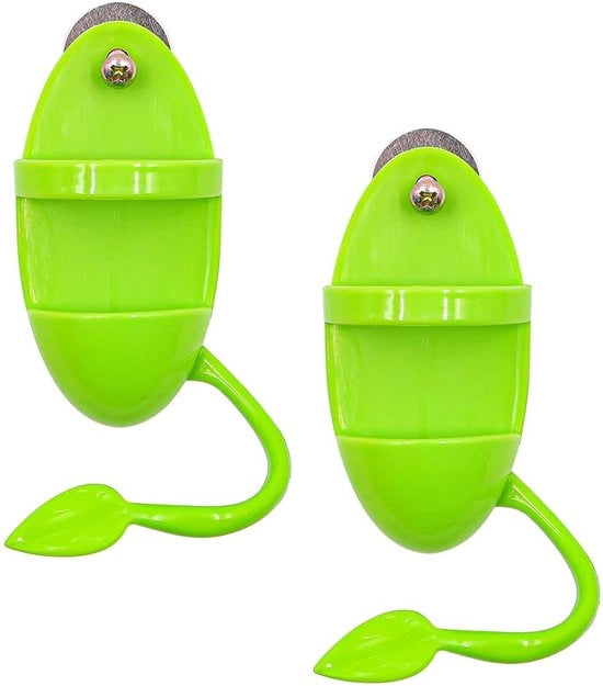 Sistema Alimentare per Uccelli - 2 Pezzi - Disegno Foglia Verde - Per Volieri - Per Animali Domestici - Materiale ABS