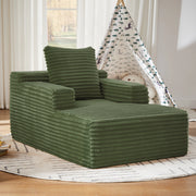 Chaise longue in velluto a coste con imbottitura in schiuma e molle insacchettate senza montaggio verde per soggiorno ufficio