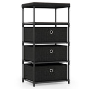 Cassettiera a 3 cassetti con contenitore in tessuto 40 x 30 x 81 cm con piano in MDF nero in stile industriale design moderno 20_0011541