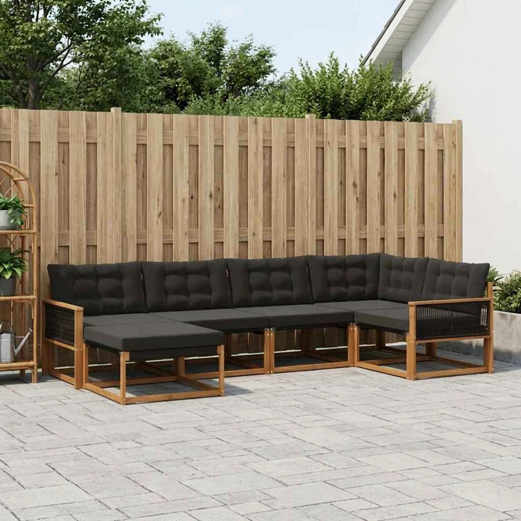Set di divani da esterno 6 pz Naturale e Nero 3381536
