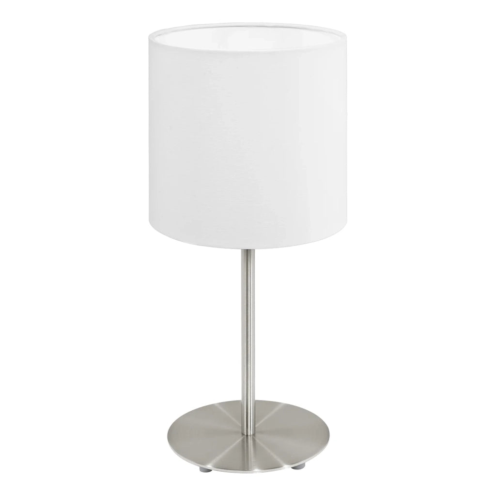 Lampada Da Tavolo Moderna Pasteri Acciaio Nichel Satinato 1 Luce E27 Ip20