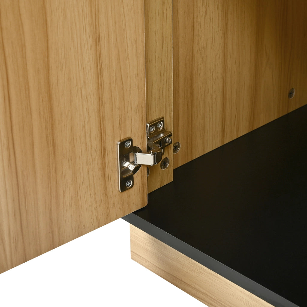 Credenza a 4 ante con chiusura silenziosa - per soggiorno - 139x40x75 cm - naturale
