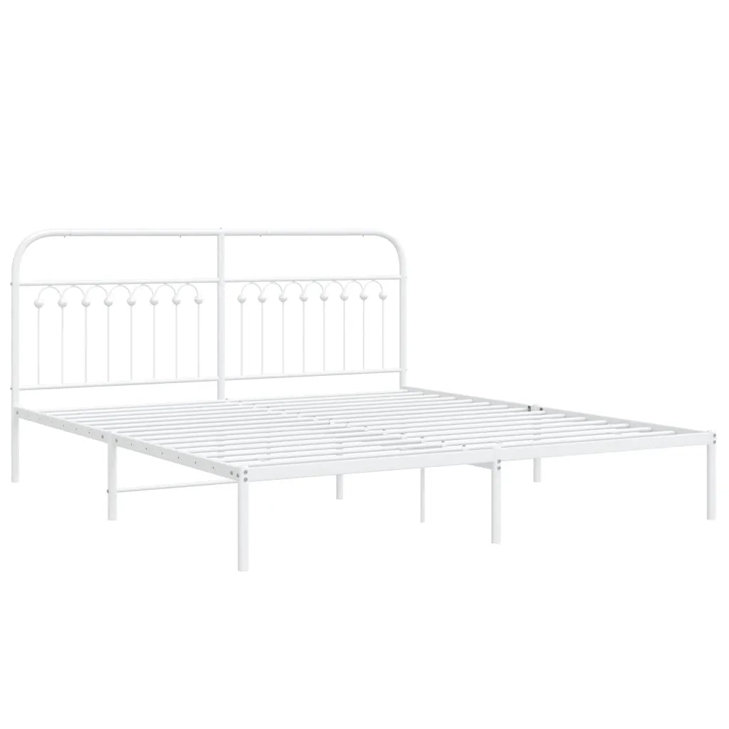 Giroletto con Testiera-Struttura Letto con testiera Metallo Bianco 183x203 cm