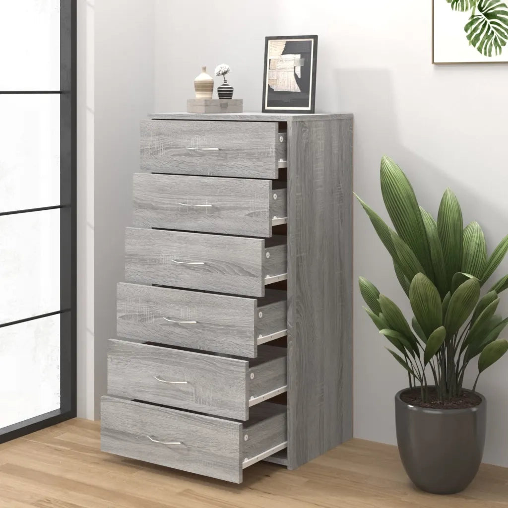 Credenza 6 Cassetti Grigio Sonoma 50x34x96 cm Legno Multistrato 815364