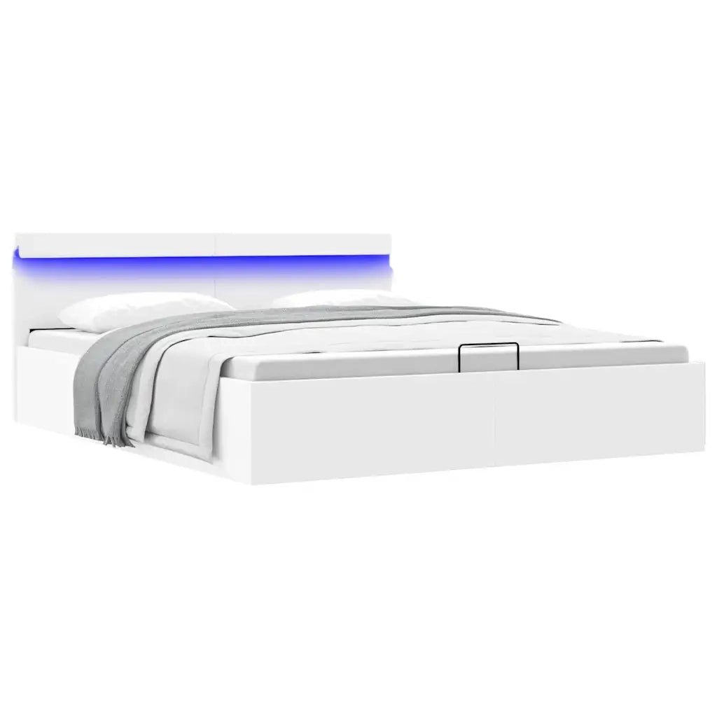 Giroletto Contenitore Idraulico LED Bianco Similpelle 180x200cm