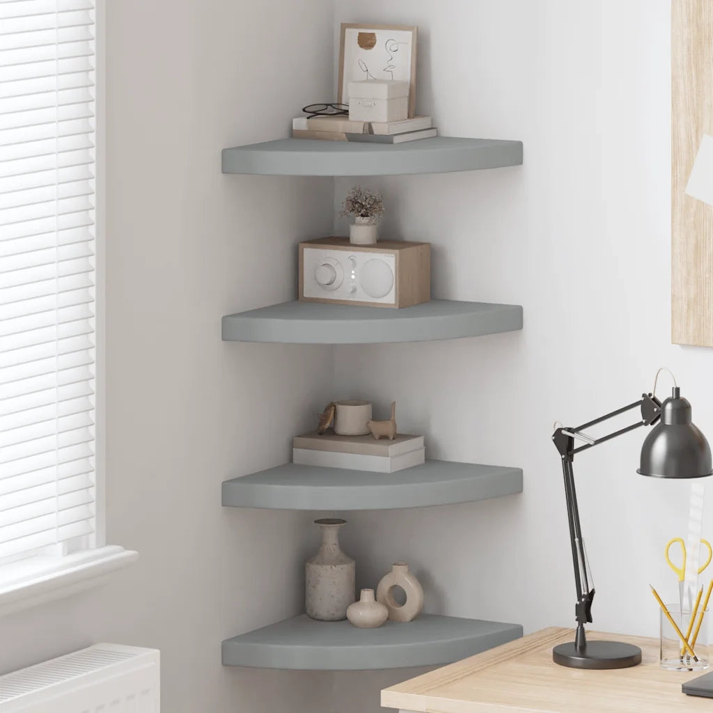 Scaffali Angolari a Parete 4 pz Grigi 35x35x3,8 cm MDF cod mxl 33588