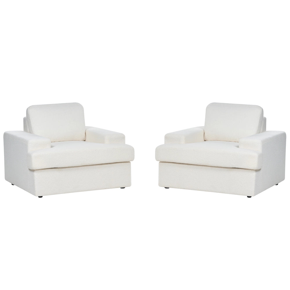 Set di 2 poltrone in tessuto bouclé bianco imbottite con schienale spesso imbottito Divano classico da salotto