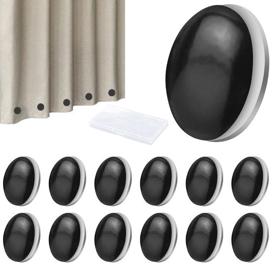 Pesi magnetici per tende 12 pezzi - Pesi rotondi per tende e tende da tavolo - Nero - 4 cm di diametro