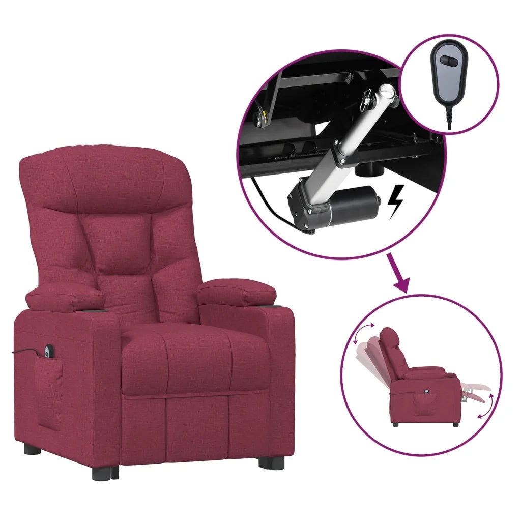 Poltrona Elettrica Reclinabile Rosso Vino in Tessuto 3098818