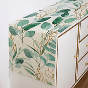 Tavolo esterno da giardino in eucalipto verde oro, 40 x 140 cm, tavolo esterno, resistente al tempo, tappeto da tavolo esterno per esterni, lavabile, stile campagna, decorazione per tavolo da esterno, tappeto da tavolo per esterni, per feste.