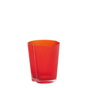 Set di 6 Bicchieri Handy Tumbler in Vetro Soffiato Rosso, Design Ergonomico e Impilabile, Superficie con Decorazione a Solchi Verticali per Tavola