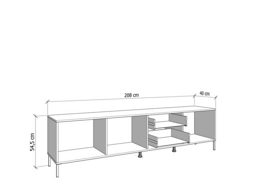 Scapoli, Mobile Porta tv 2 Cassetti, 208x40x54.5h cm Marrone Rovere Nodi