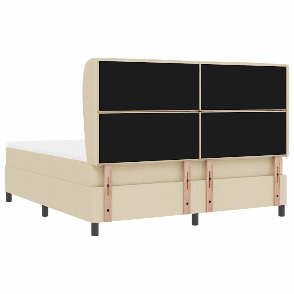 Letto a molle con materasso Crema 180 x 200 cm Tessuto 3340520