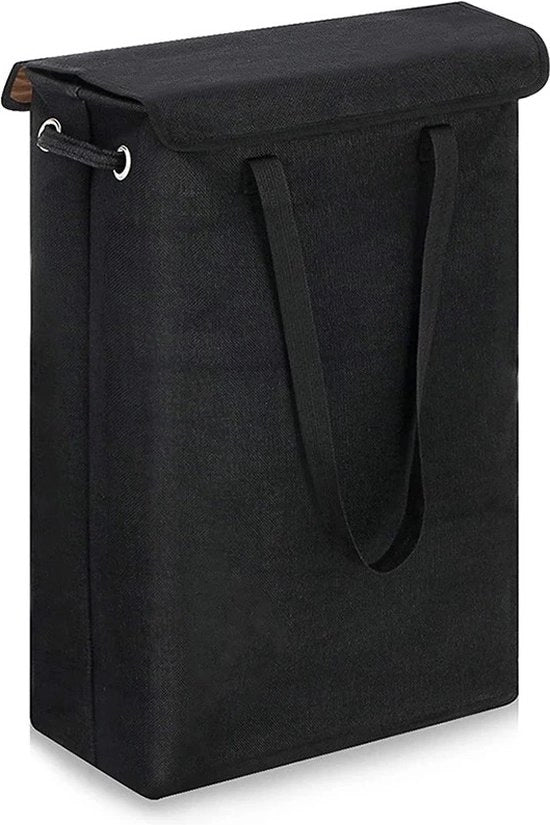 Ottomano Oxford - Impermeabile in lino - Piastra in gomma - Capacità 45L - 38x59x19x18.5cm - Nero