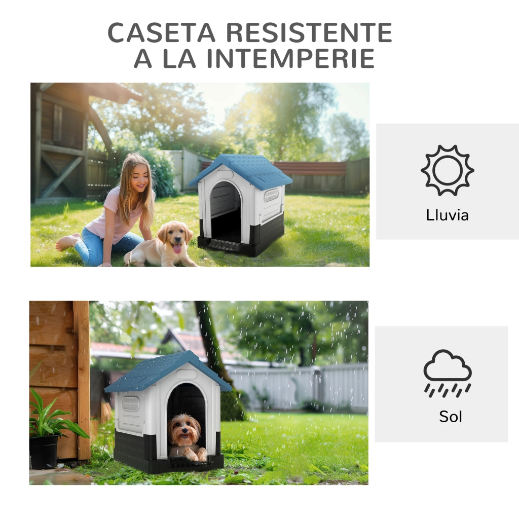 Casetta per cani ¨C zephmum ¨C plastica blu 64.5x57x66 cm