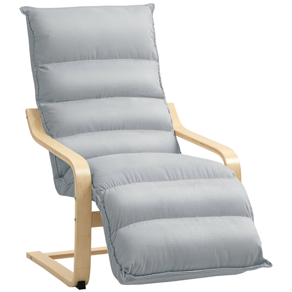 Poltrona reclinabile in legno di betulla con poggiapiedi regolabile ¨C zephmum ¨C Grigio chiaro