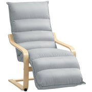 Poltrona reclinabile in legno di betulla con poggiapiedi regolabile ¨C zephmum ¨C Grigio chiaro