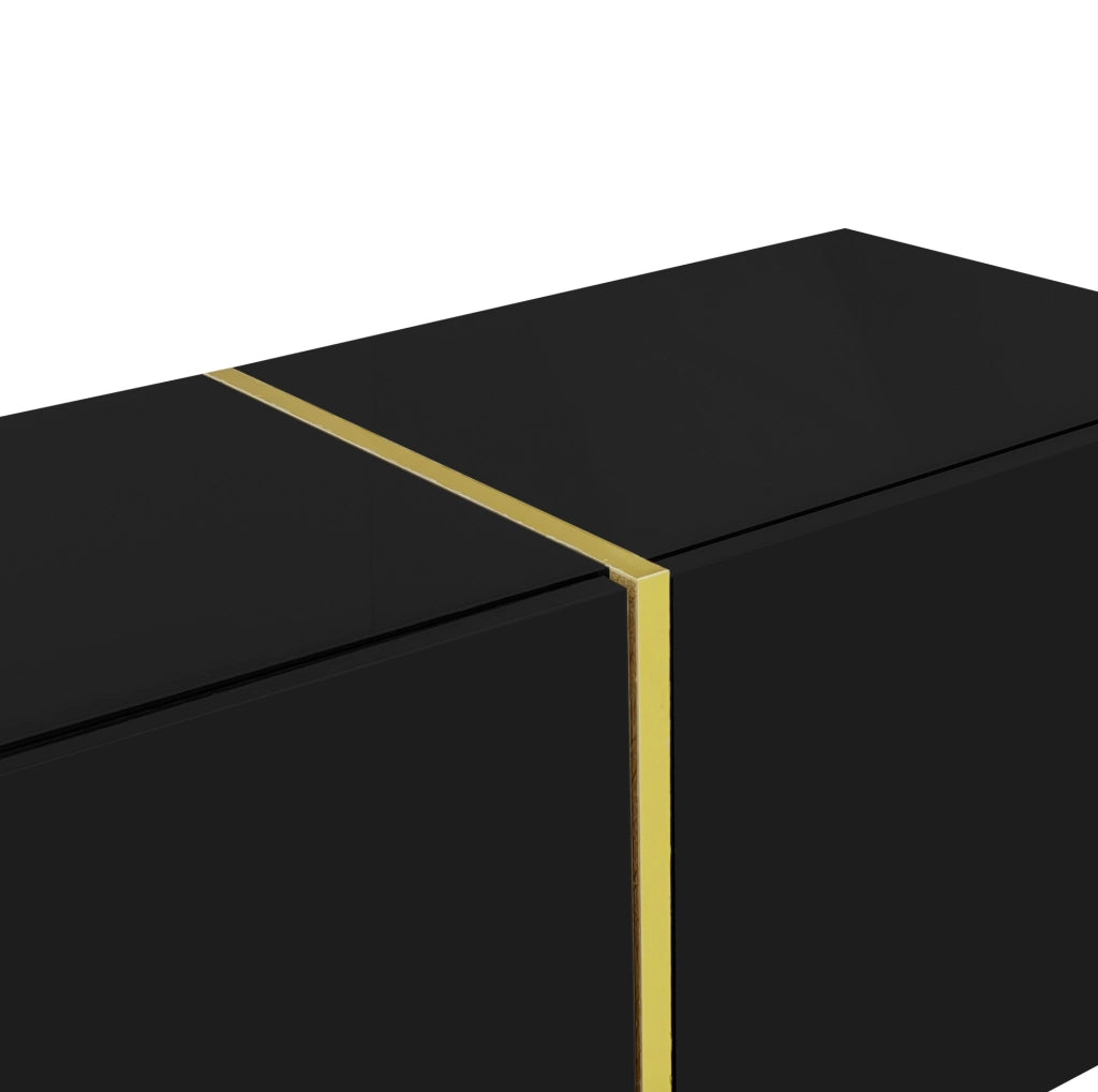 Mobile TV in MDF nero lucido con 4 ante e cerniere soft-close; 170 x 35 x 46 cm