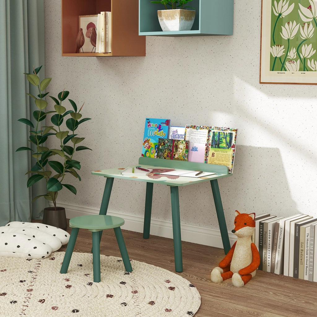 Scrivania Bambini con Sedia e Scaffale ¨C ZephMum ¨C Verde 90x50x75