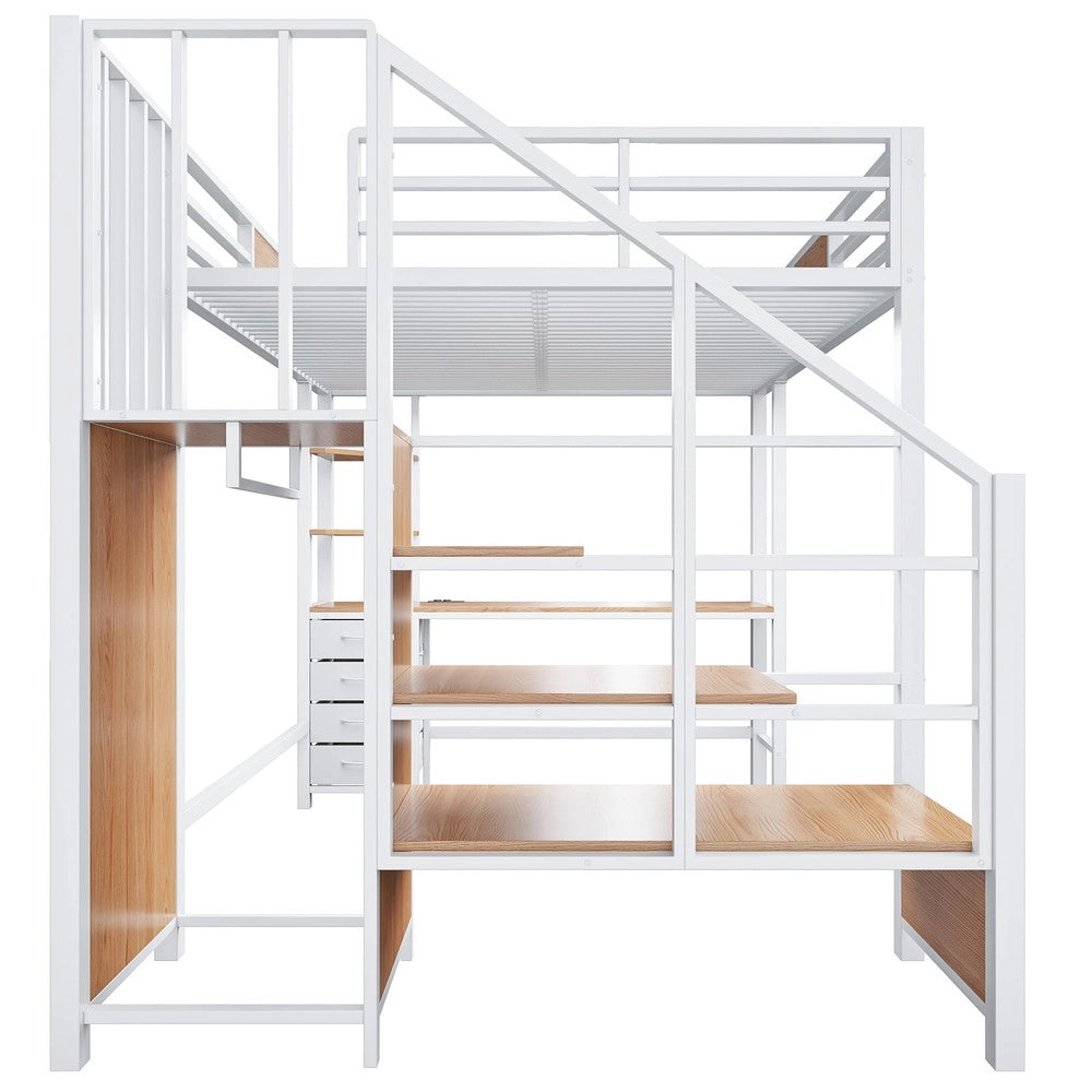 Letto a soppalco con scrivania ¨C Minimal ¨C metallo 140x200 cm con LED
