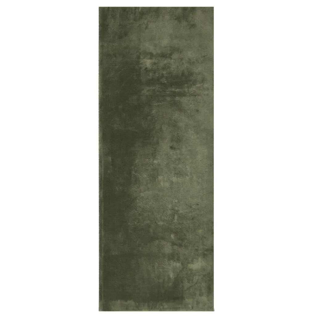 Tappeto Pelo Corto HUARTE Morbido Lavabile Verde Bosco 80x200cm 375091