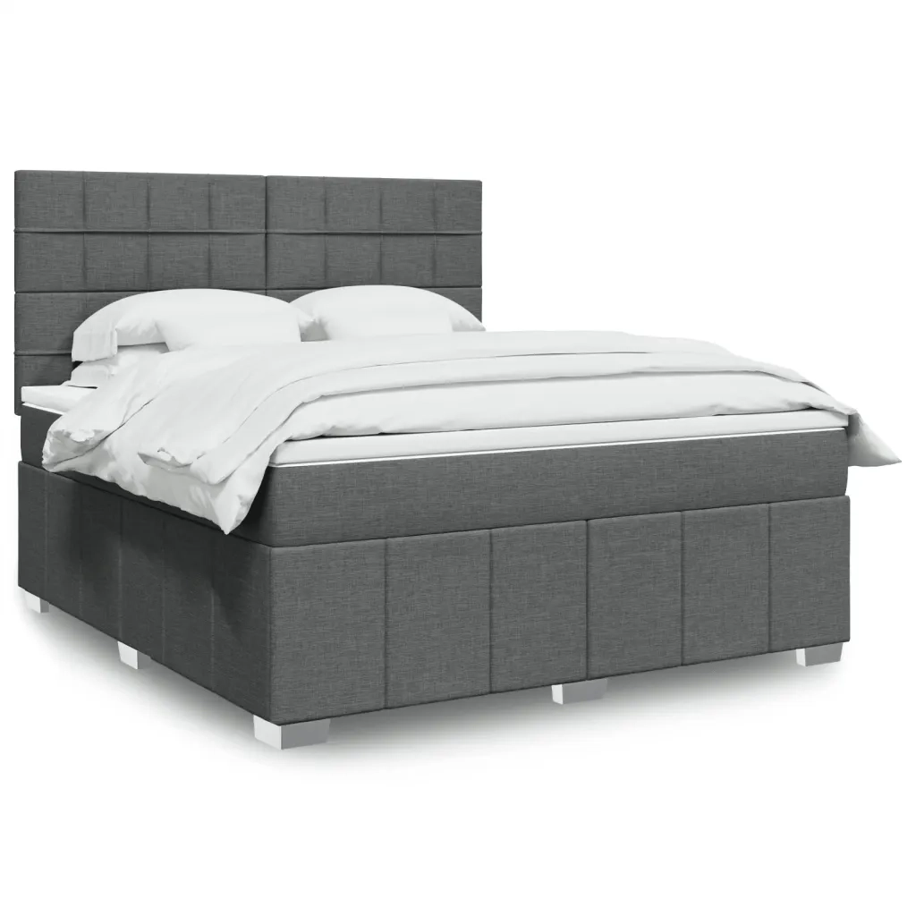 Giroletto a Molle con Materasso Grigio Scuro 180x200 cm Tessuto