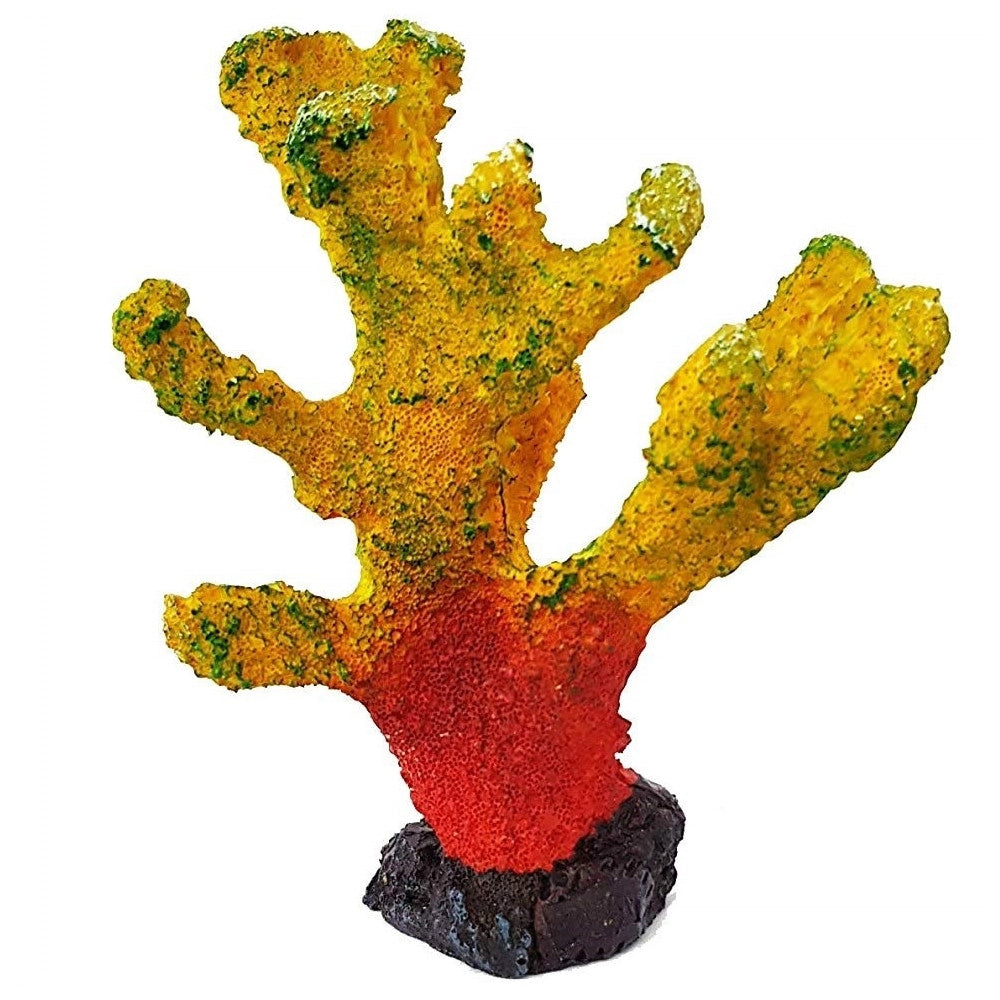 Trade Shop - Corallo In Resina Ornamento Per Acquario Giallo Arancione 13x6x16 Cm Sottomarino -