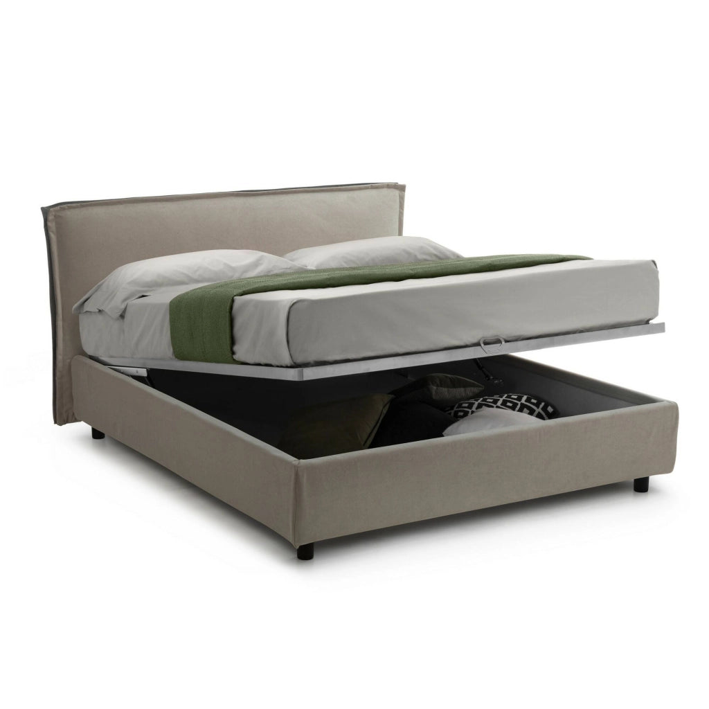Bruino, Letto Singolo Sfoderabile Made in Italy, Grigio Tortora