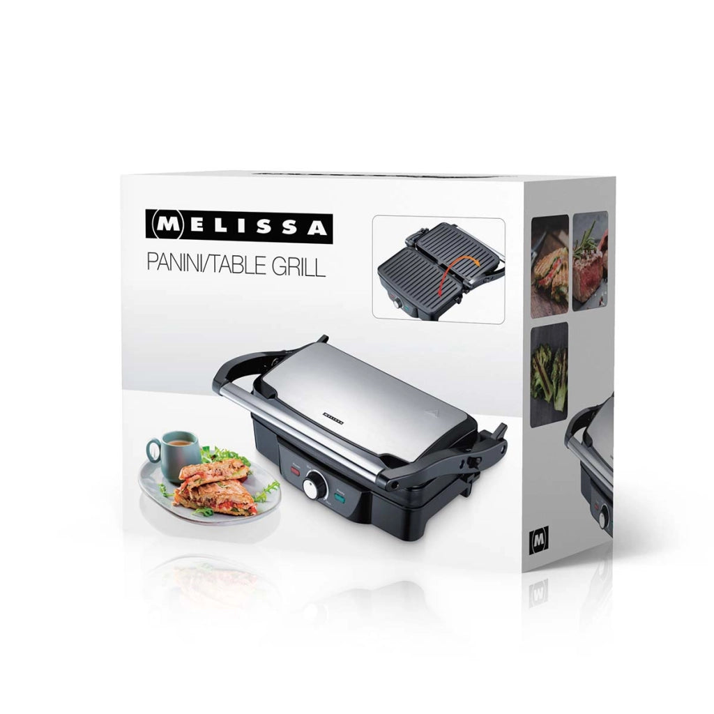 Grill per panini da 1600W con impugnatura a contatto con il freddo e manopola regolabile Nero / Argento MELISSA