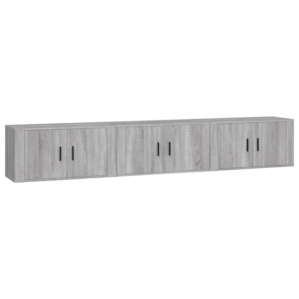 Mobili Porta TV a Parete 3 pz-Credenza per TV Grigio Sonoma 80x34,5x40 cm