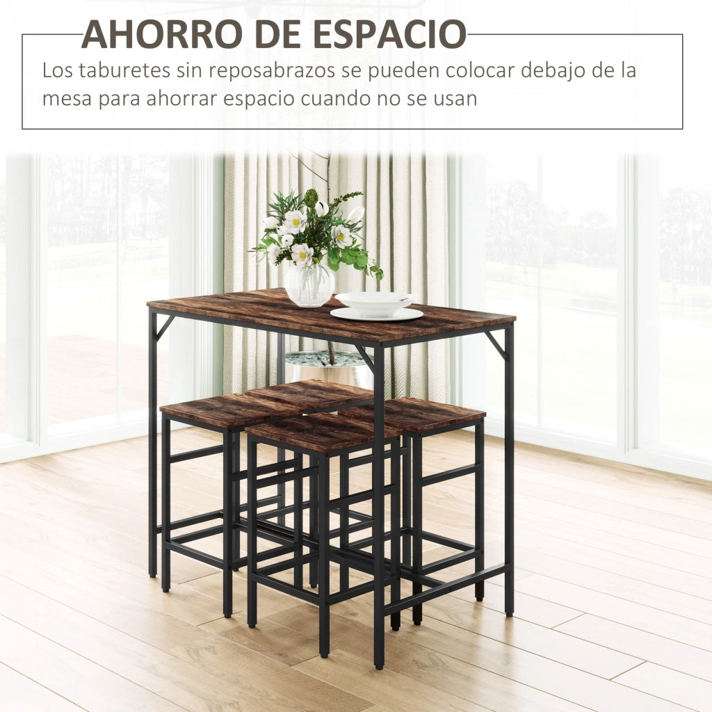 Tavolo alta cucina con 4 sgabelli ¨C zephmum ¨C marrone rustico