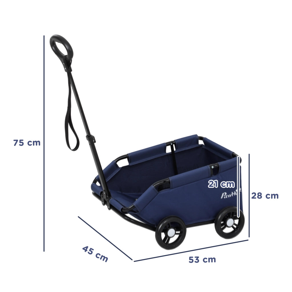 Passeggino per Cani Pieghevole ¨C Xylo ¨C Acciaio e Tessuto Oxford, 53x45x28 cm, Blu Scuro
