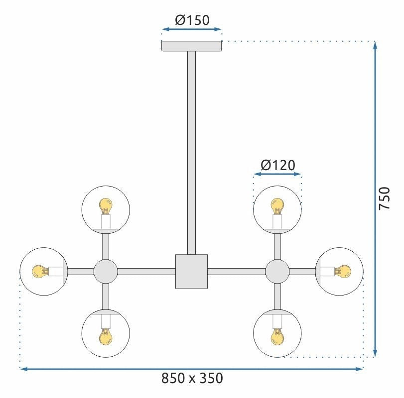 Lampada Pensile Da Soffitto 8 Palle APP269-8C