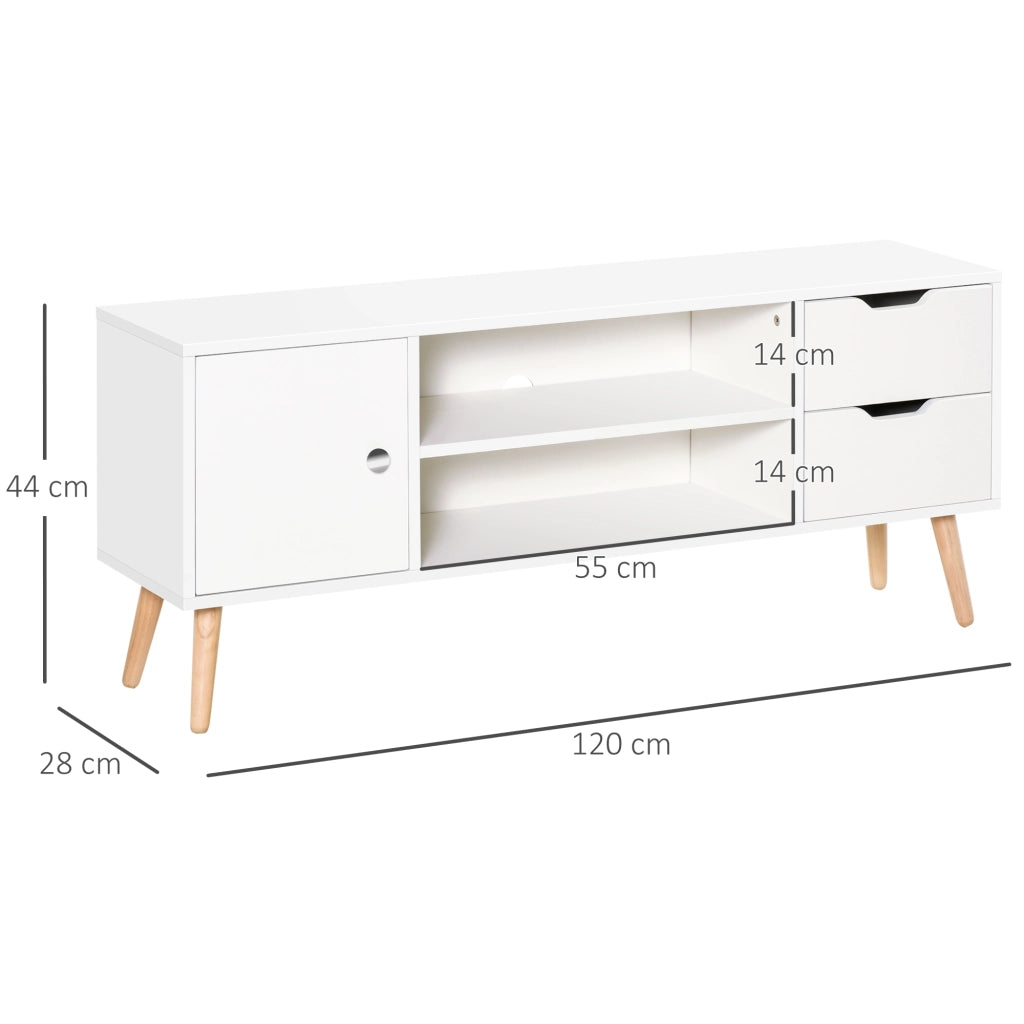 Mobile TV con credenza e cassetti ¨C zephmum ¨C Bianco legno di pino 120x30x40