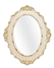 Mobili2g - specchiera sagomata laccata avorio con particolari foglia oro - misure: l.84 x h.104 x p.4