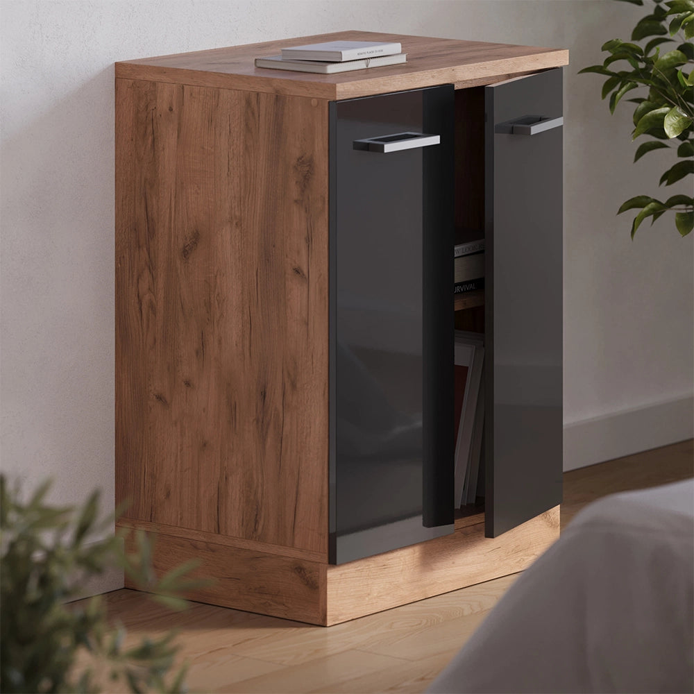 Mobile per mansarda Rion Antracite lucido/Rovere dorato 60 x 83.8 cm senza inclinazione con 2 ante Vicco