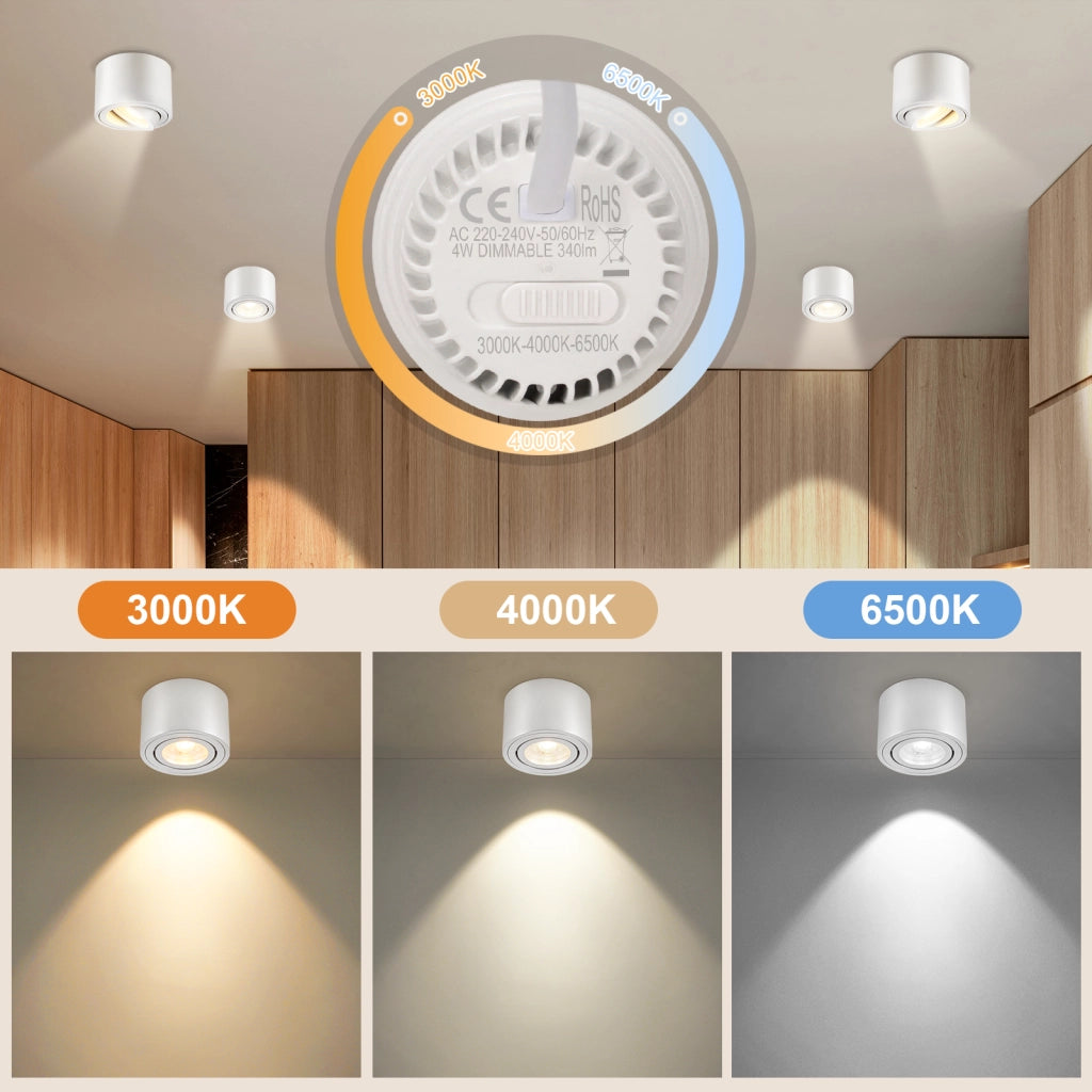 ZMH Faretto da soffitto LED dimmerabili bianchi ultra piatti orientabili 30 gradi 4W rotondi confezione 4 pezzi
